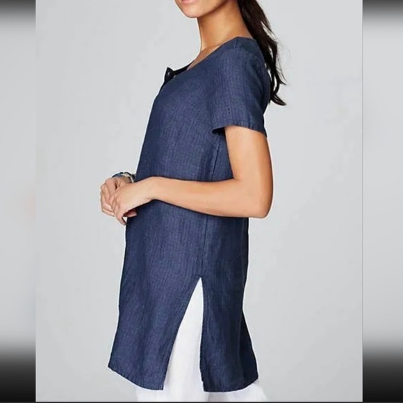 J Jill PureJill Blue Linen Tunic Top - Picture 2 of 9